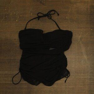 Becca Womens Bandeau Muse Tankini Mesh Top Swim 733557 Black XL